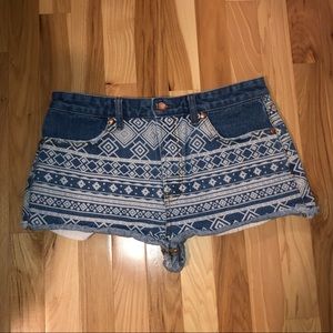 Patterned Jean Shorts